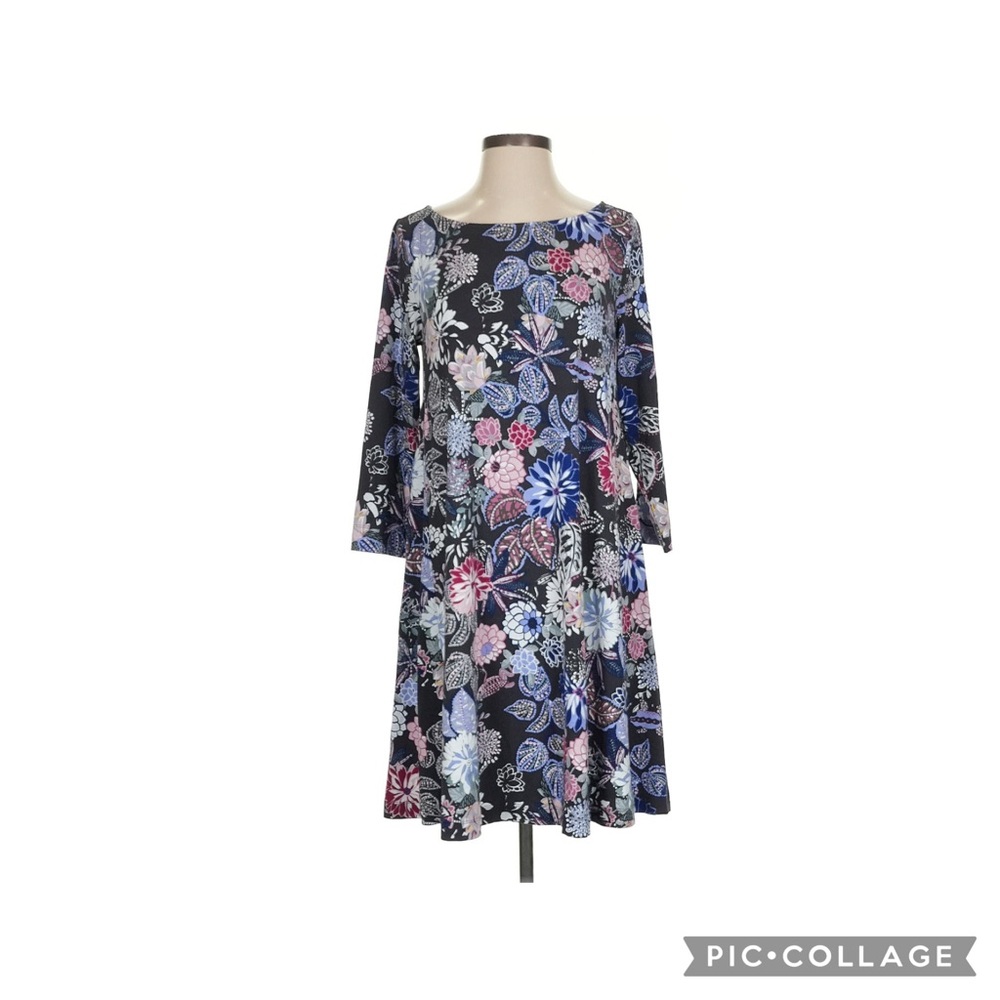LOFT Pink, Purple, and Blue A-Line Dress with Bateau Neckline New With Tags